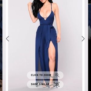 Navy Split Leg Jumpsuit